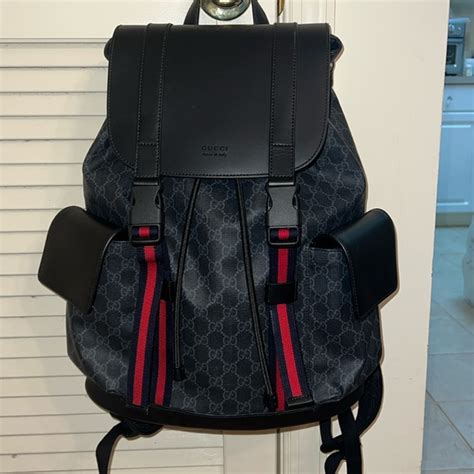 gucci backpack soft|GUCCI Soft GG Supreme Monogram Appia Calfskin Web Drawstring Backpack .